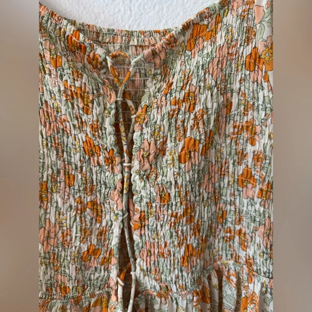 Floral Maxi Dress, Size 2X, Orange,Cream, & Green - Picture 5 of 10